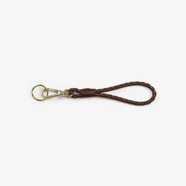 braided leather keychain brown
