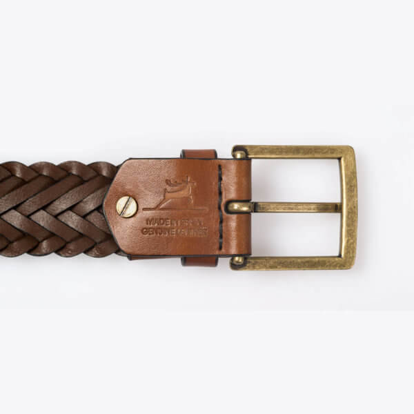 ROTHIRSCH braided leatherbelt brown buckle back