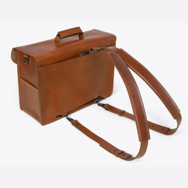 ROTHIRSCH leather briefcase brown backpack straps