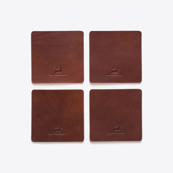 rothirsch leather coasters brown front