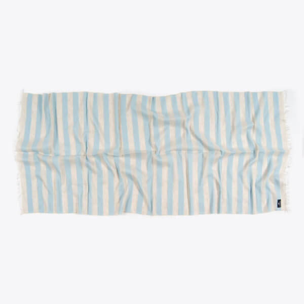 rothirsch striped cottonandlinen scarf blue flat