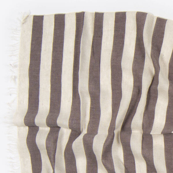 ROTHIRSCH striped cottonandlinen scarf coffee detail