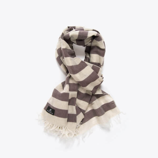 rothirsch striped cottonandlinen scarf coffee knot