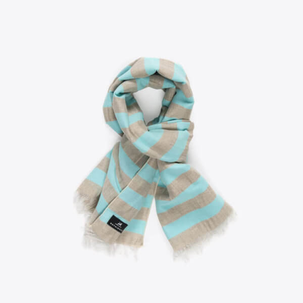 rothirsch striped cottonandlinen scarf mint knot