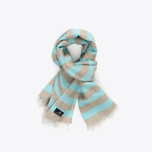 ROTHIRSCH striped cottonandlinen scarf mint knot