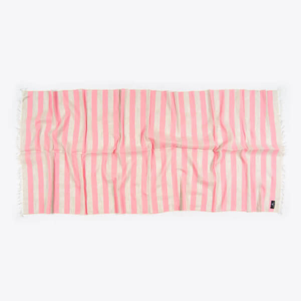 Baumwoll- und Leinenschal mit Streifen (Pink) – Bild 3