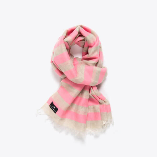 rothirsch striped cottonandlinen scarf pink knot