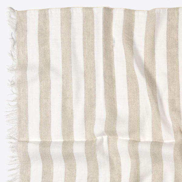 ROTHIRSCH striped cottonandlinen scarf white detail