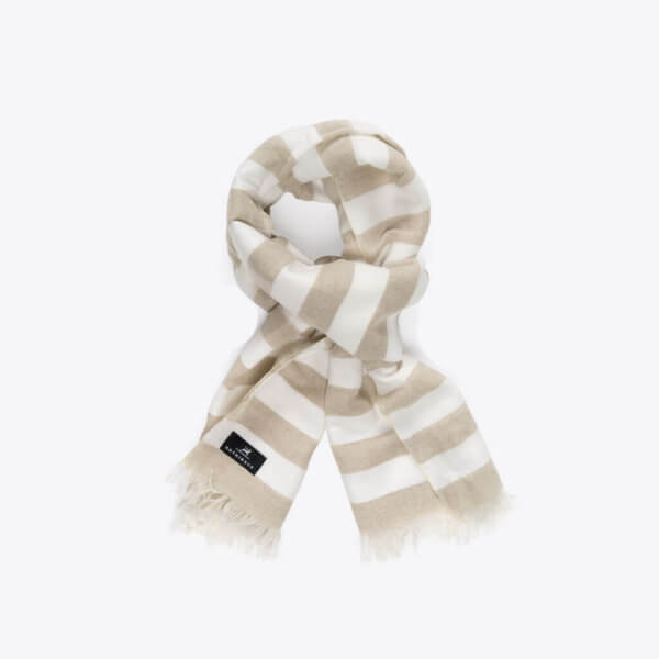 rothirsch striped cottonandlinen scarf white knot